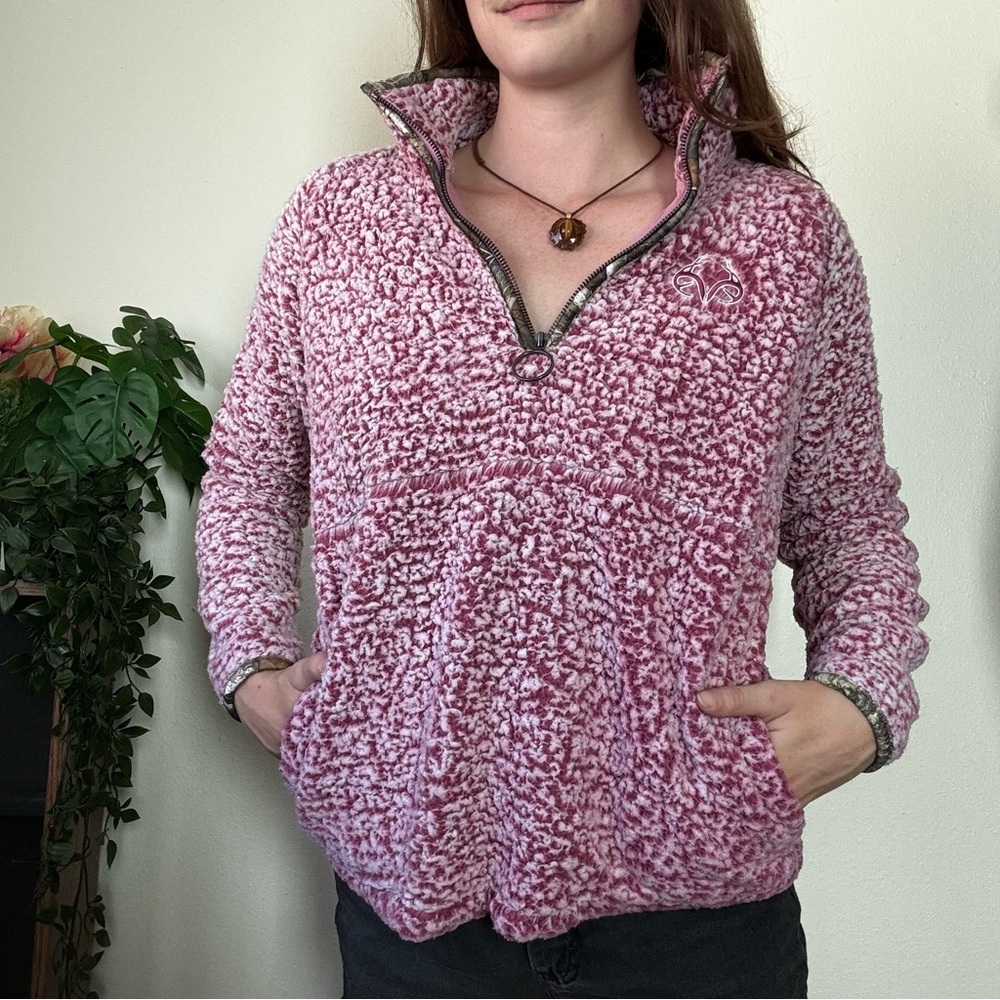Women's Pink Realtree Sherpa quarter zip Sweatshirt